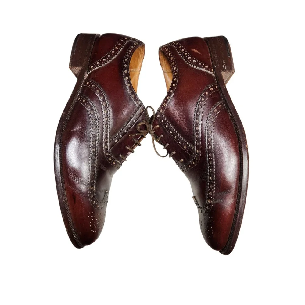 Vintage Barker Brown Leather Wingtip Oxford Shoes Brogue  Classic Heritage 10.5